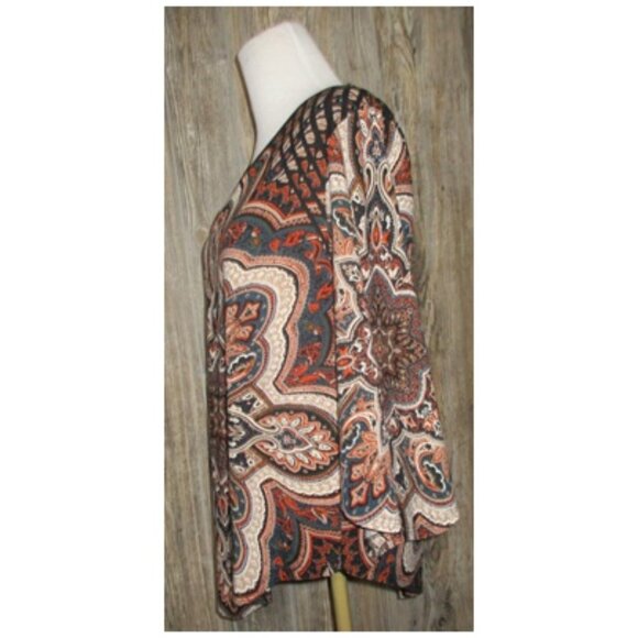 db established 1962 Womens Sz PL Petite Large Brown Paisley Fall Office Boho Top - Picture 2 of 13